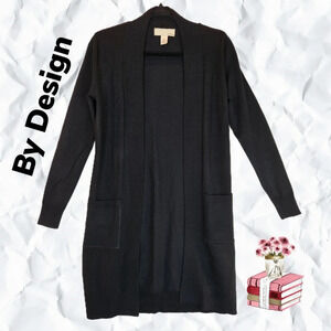 By Design Black knit Long Line Open Front Cardigan Casual Comfort Sz S, So Soft